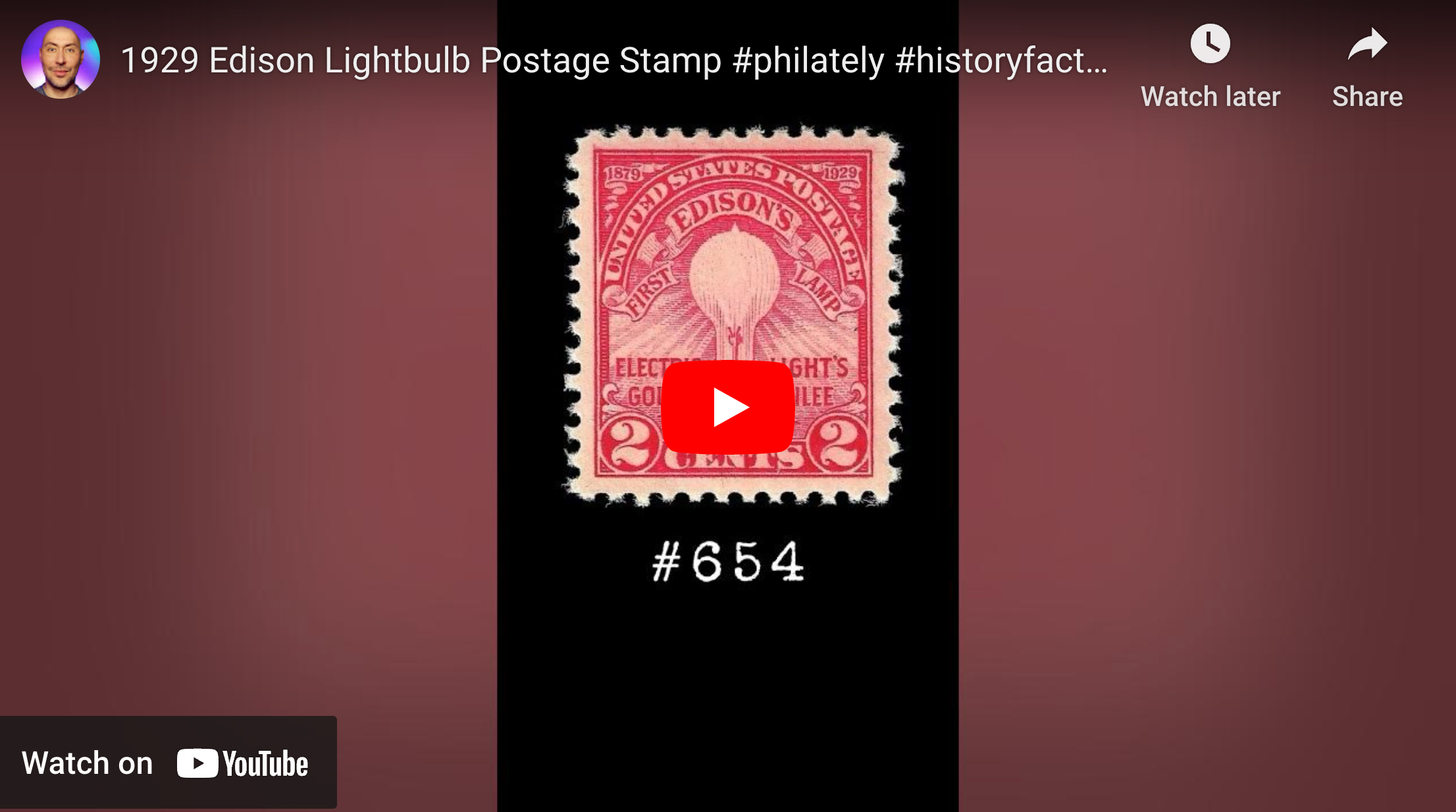 1929 Edison Lightbulb Postage Stamp (Scott #654)