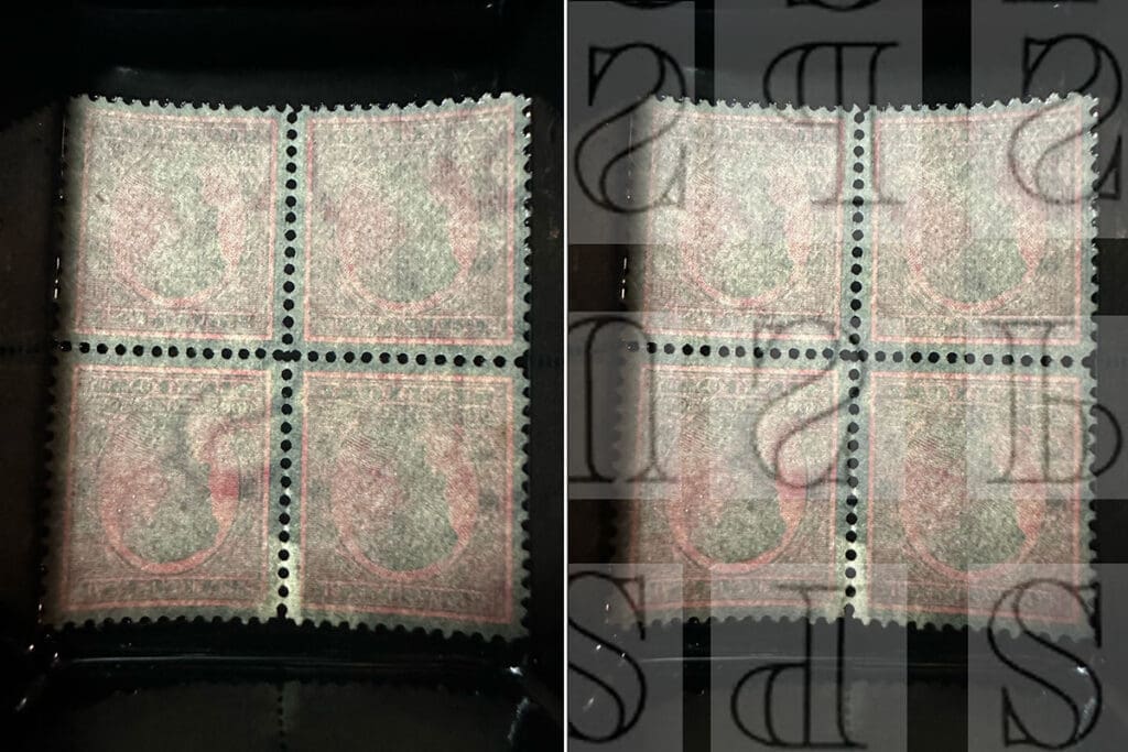 stamp watermarks under fluid