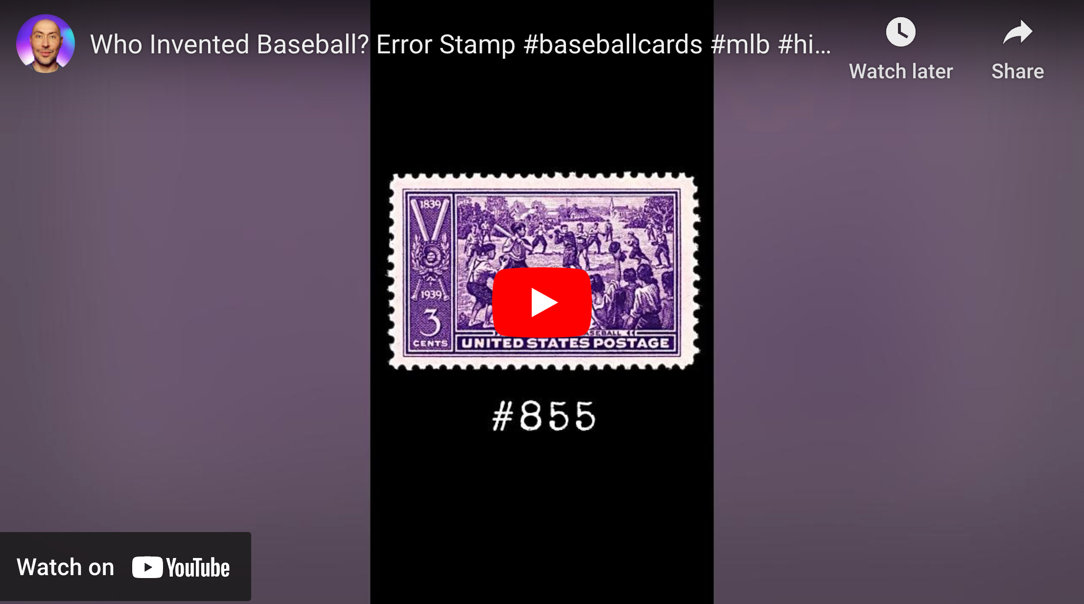 Who Invented Baseball? Error Stamp (Scott #855)