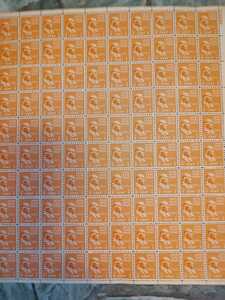 Sheet of 1:2 cent Ben Franklin uncut
